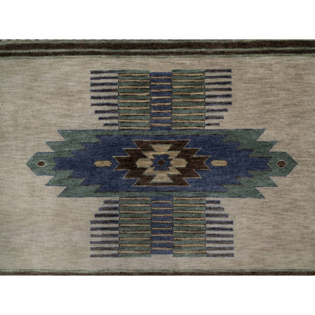 10'0" x 14'1" New Hand Knotted Beige Wool Rectangle Oriental Rug - MOA10291413
