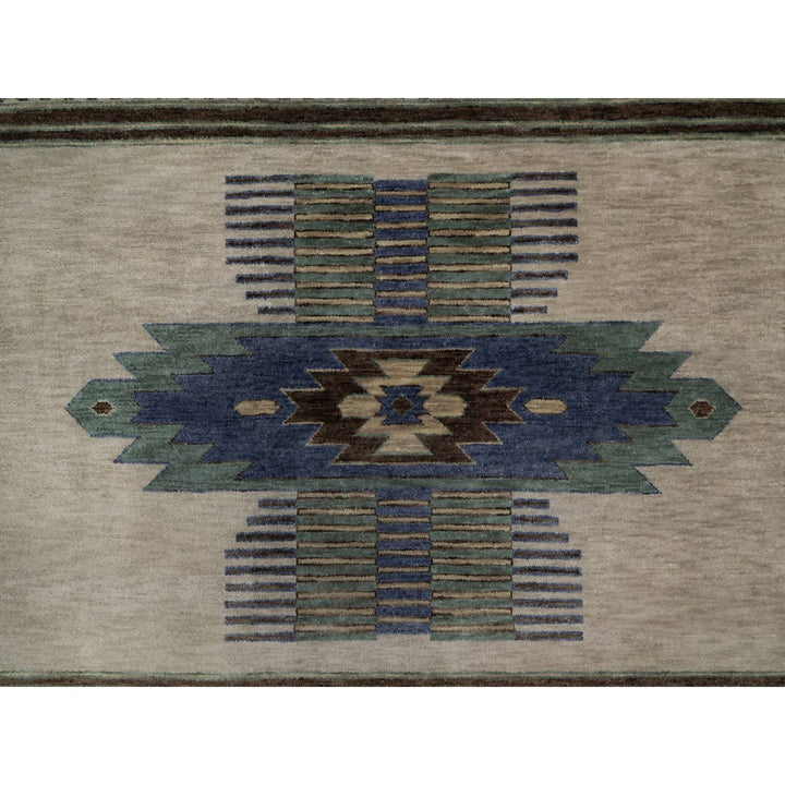 10'0" x 14'1" New Hand Knotted Beige Wool Rectangle Oriental Rug - MOA10291413