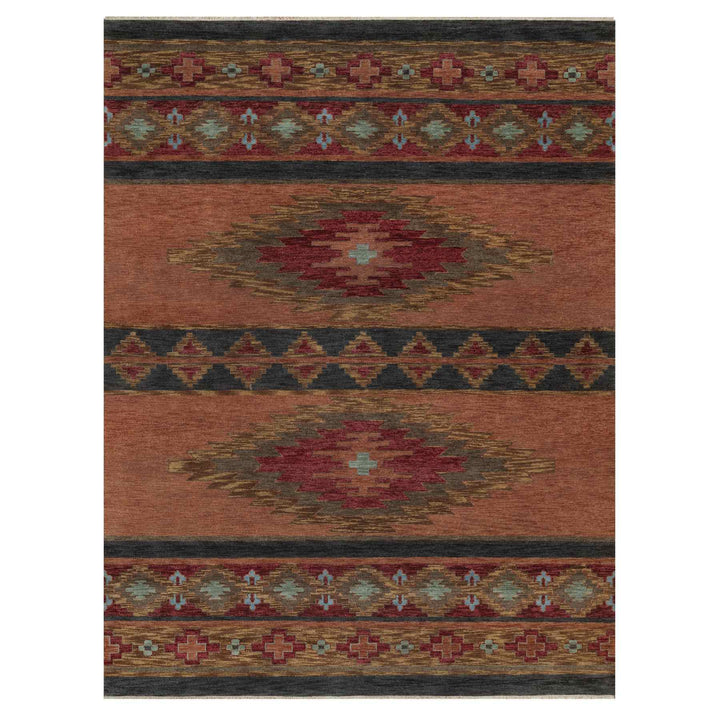 9'1" x 12'1" New Hand Knotted Brown Wool Rectangle Oriental Rug - MOA10291445