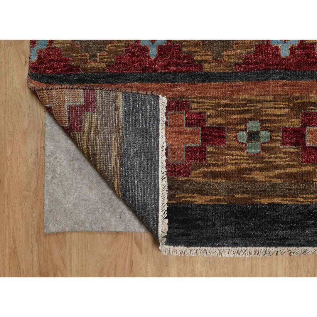 9'1" x 12'1" New Hand Knotted Brown Wool Rectangle Oriental Rug - MOA10291445