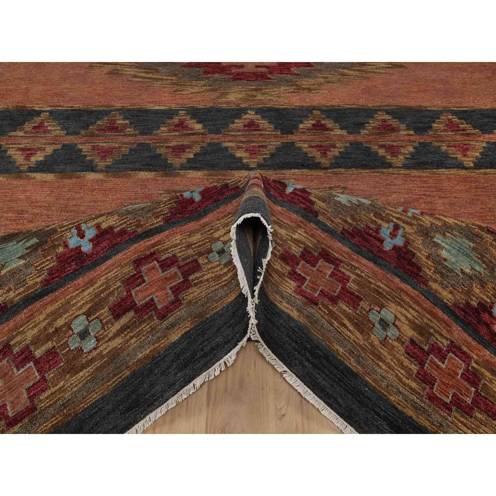 9'1" x 12'1" New Hand Knotted Brown Wool Rectangle Oriental Rug - MOA10291445