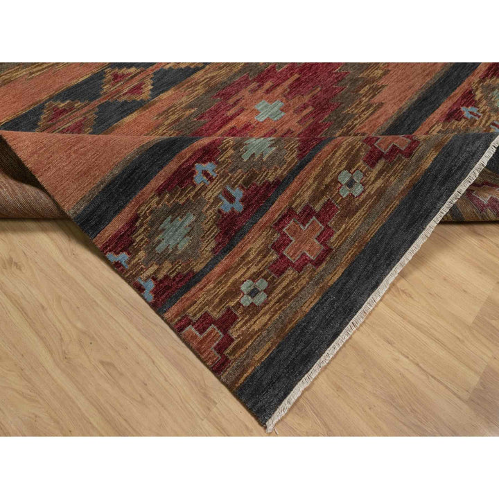 9'1" x 12'1" New Hand Knotted Brown Wool Rectangle Oriental Rug - MOA10291445