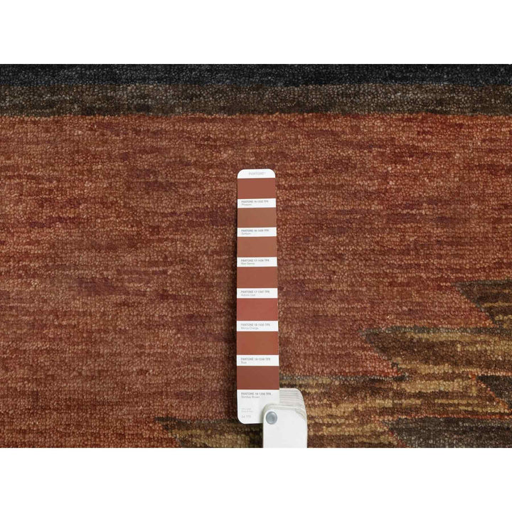 9'1" x 12'1" New Hand Knotted Brown Wool Rectangle Oriental Rug - MOA10291445
