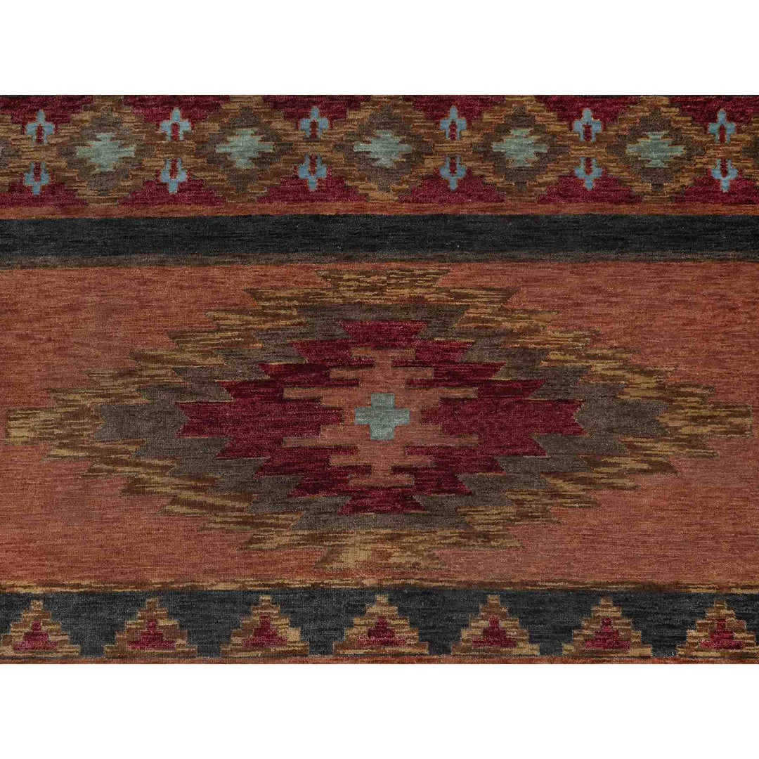 9'1" x 12'1" New Hand Knotted Brown Wool Rectangle Oriental Rug - MOA10291445