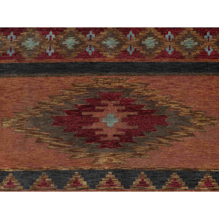 9'1" x 12'1" New Hand Knotted Brown Wool Rectangle Oriental Rug - MOA10291445