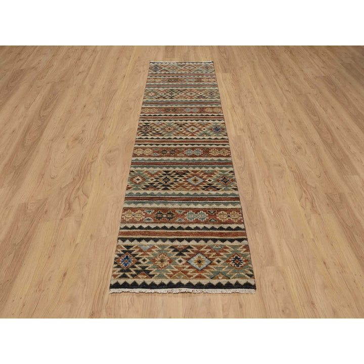 2'6" x 9'10" New Hand Knotted Grey Wool Runner Oriental Rug - MOA10291473