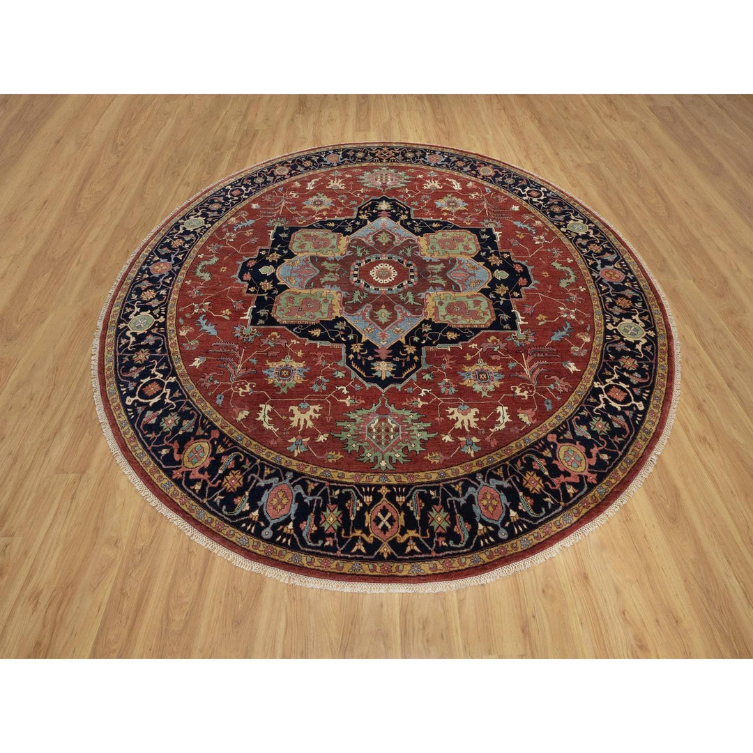 10'0" x 10'0" New Hand Knotted Red Wool Round Oriental Rug - MOA10291518