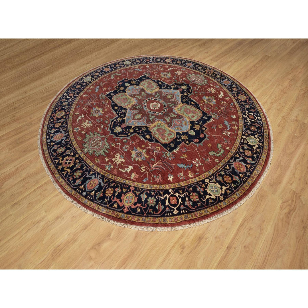 10'0" x 10'0" New Hand Knotted Red Wool Round Oriental Rug - MOA10291518