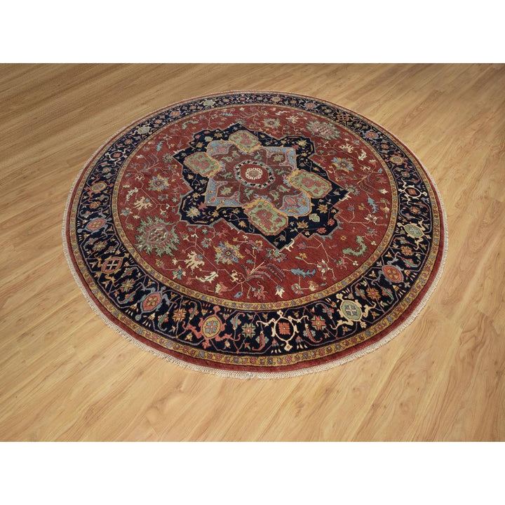 10'0" x 10'0" New Hand Knotted Red Wool Round Oriental Rug - MOA10291518