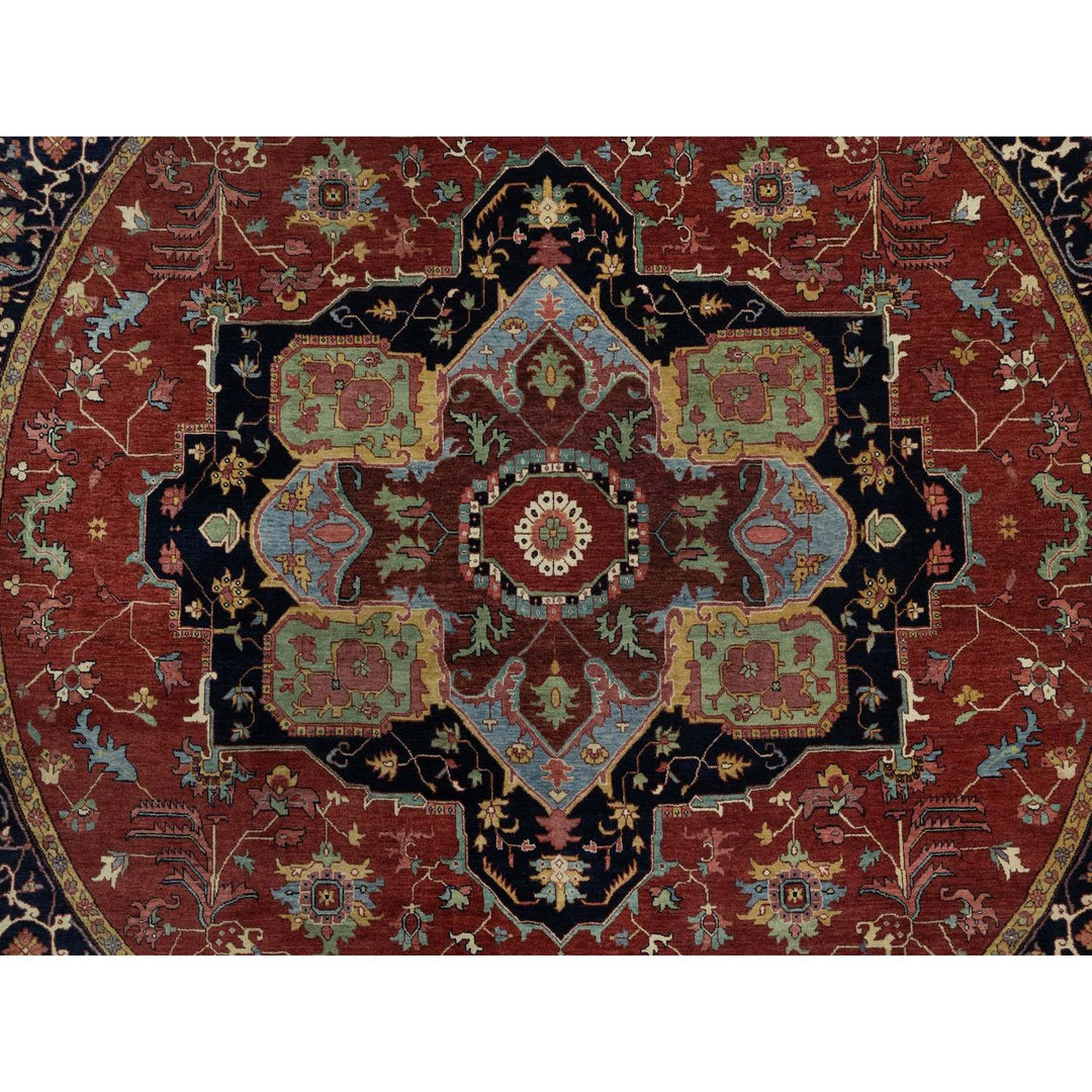 10'0" x 10'0" New Hand Knotted Red Wool Round Oriental Rug - MOA10291518