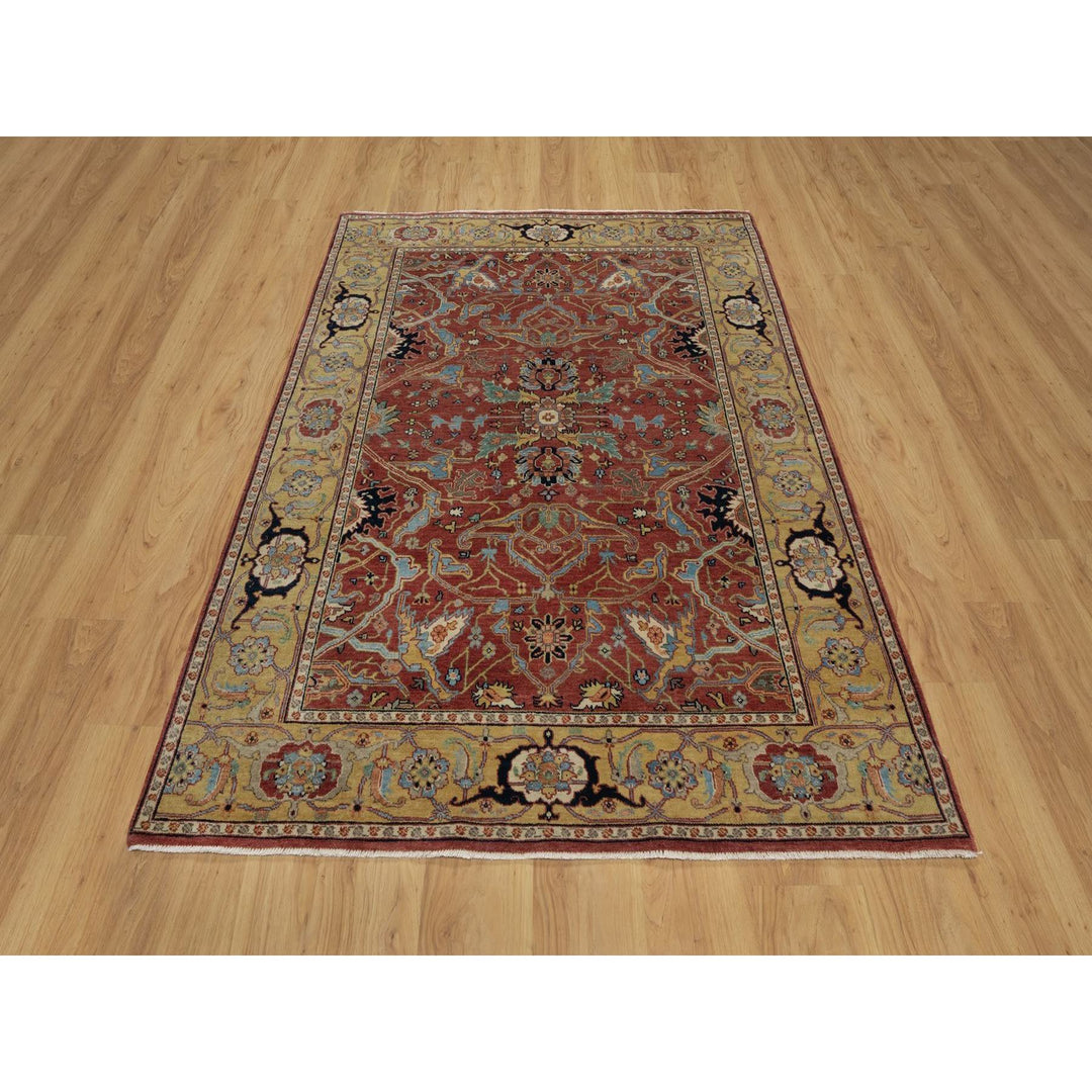 5'2" x 7'2" New Hand Knotted Red Wool Rectangle Oriental Rug - MOA10291519