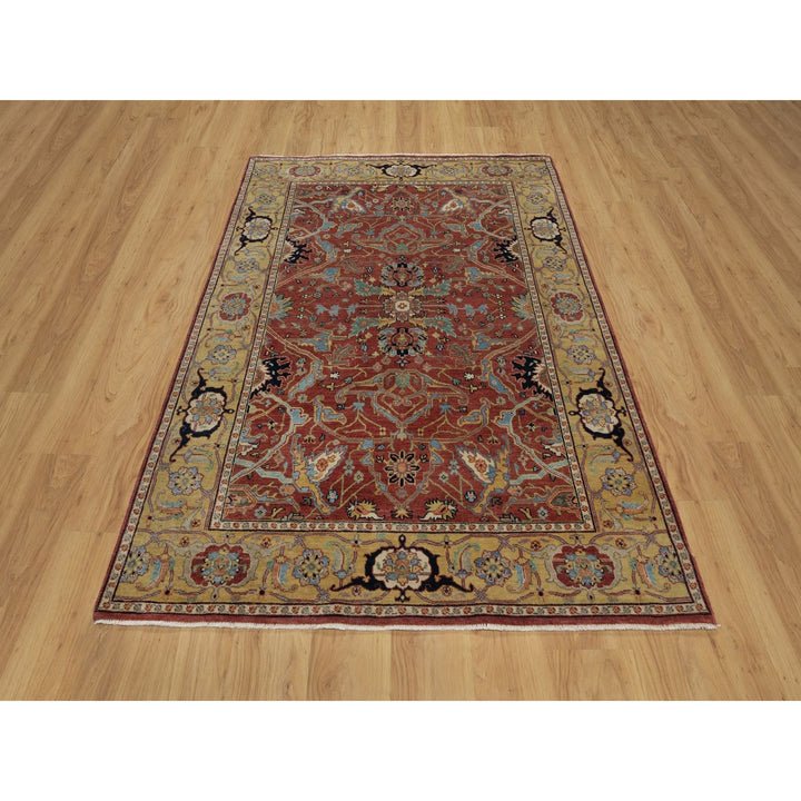 5'2" x 7'2" New Hand Knotted Red Wool Rectangle Oriental Rug - MOA10291519