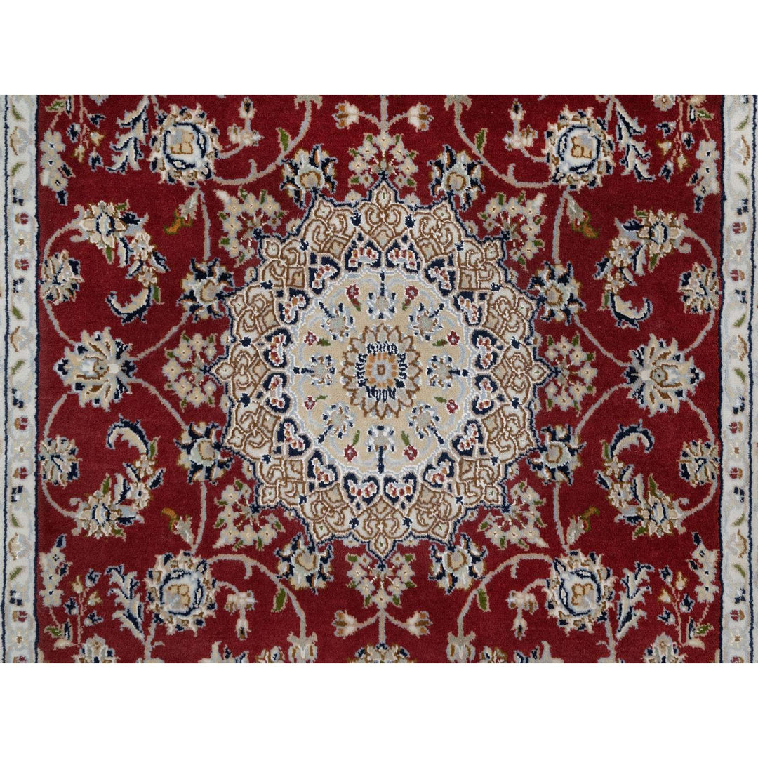 3'11" x 6'1" New Hand Knotted Red Wool & Silk Rectangle Oriental Rug - MOA10291530