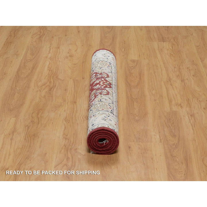 3'11" x 6'1" New Hand Knotted Red Wool & Silk Rectangle Oriental Rug - MOA10291530