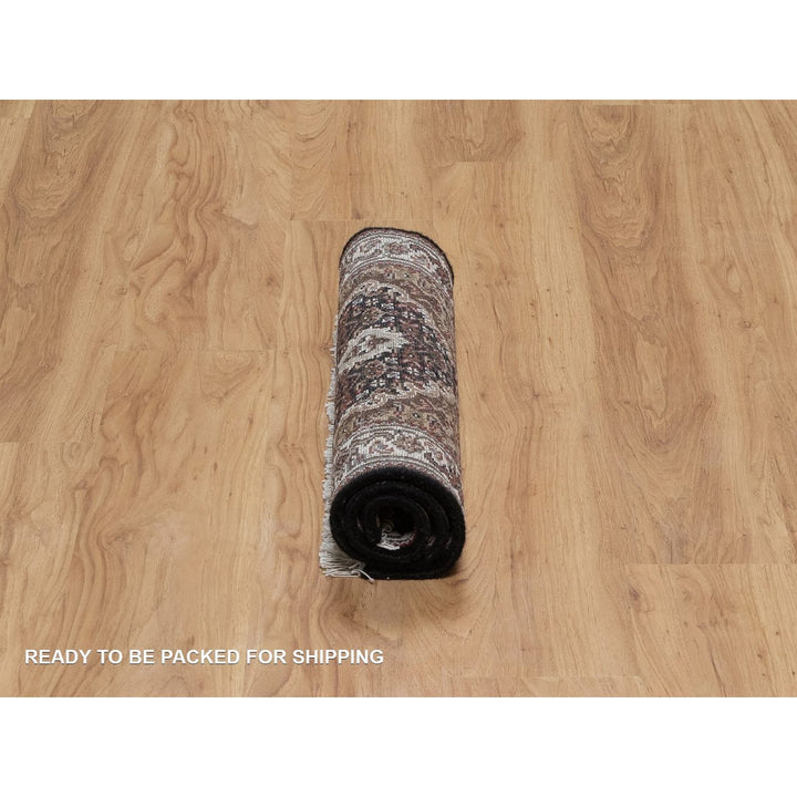 2'0" x 3'1" New Hand Knotted Black Wool Rectangle Oriental Rug - MOA10291566