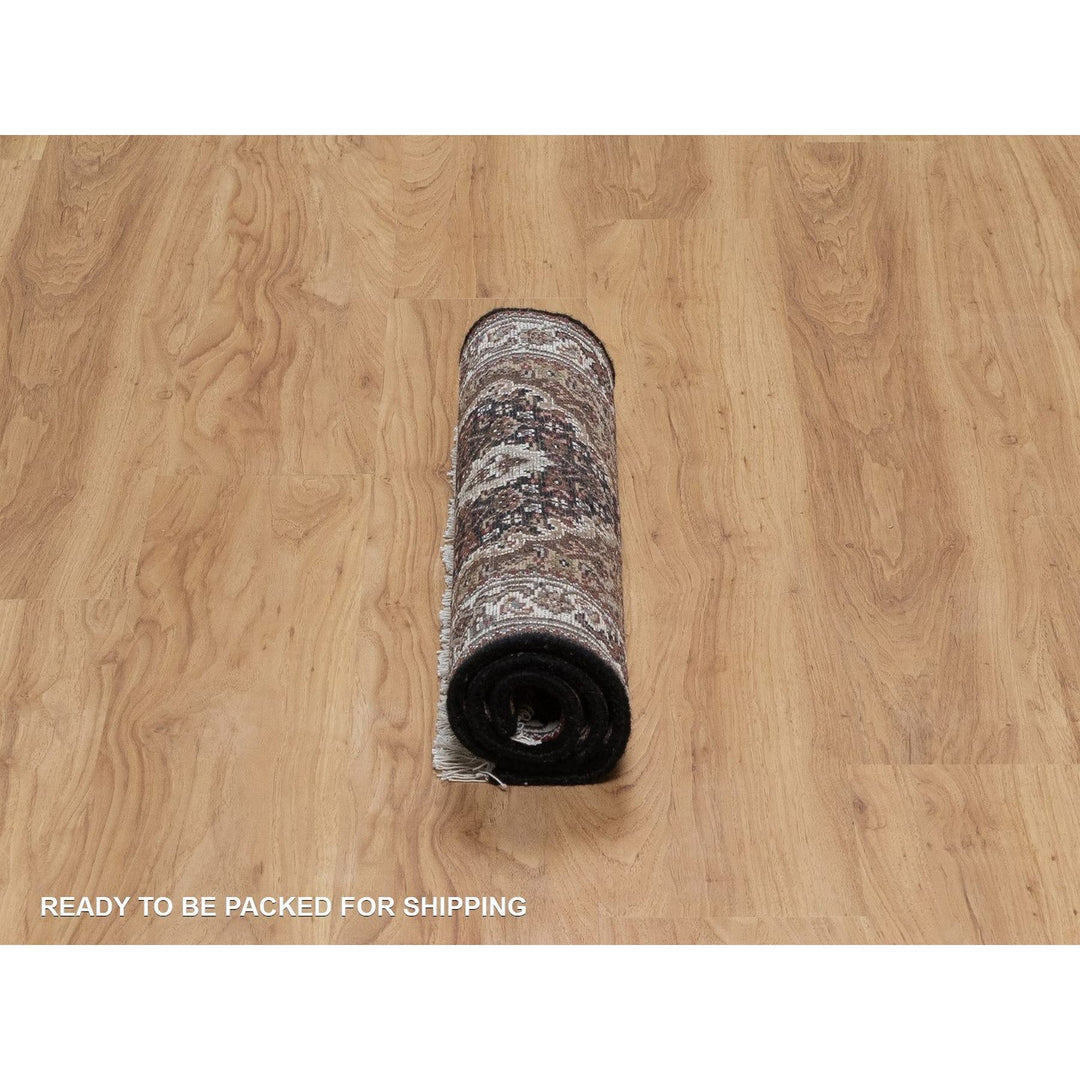 1'11" x 3'0" New Hand Knotted Black Wool Rectangle Oriental Rug - MOA10291567