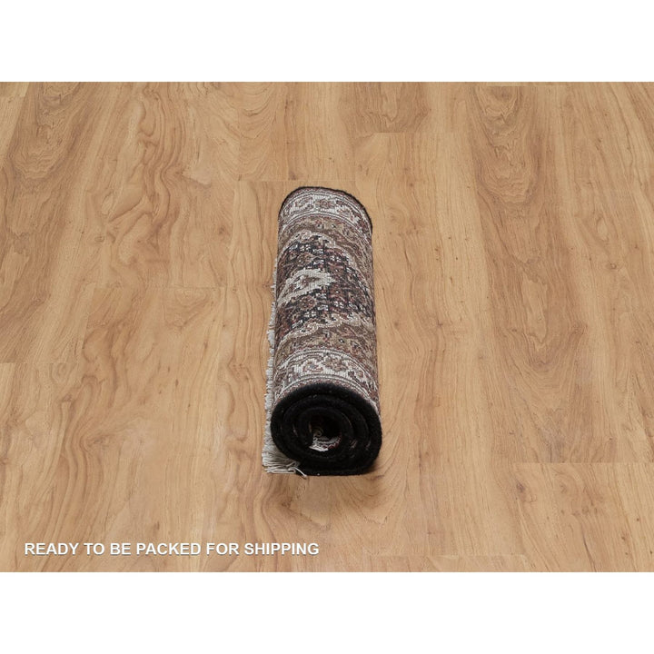 1'11" x 3'0" New Hand Knotted Black Wool Rectangle Oriental Rug - MOA10291567