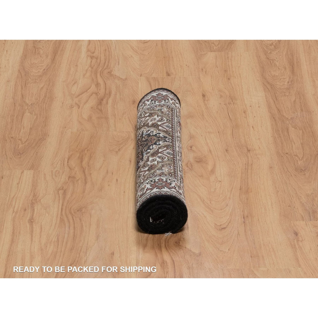 2'0" x 3'1" New Hand Knotted Black Wool Rectangle Oriental Rug - MOA10291570