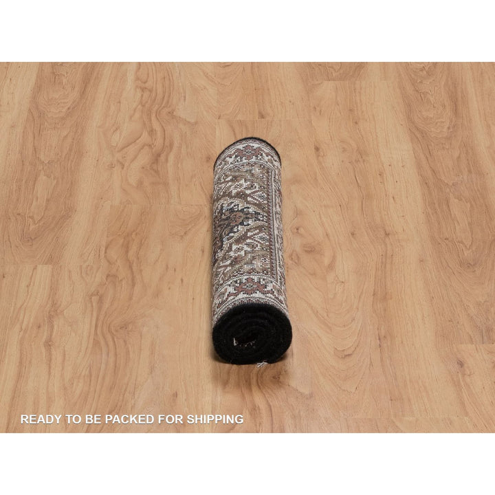 2'0" x 3'1" New Hand Knotted Black Wool Rectangle Oriental Rug - MOA10291570