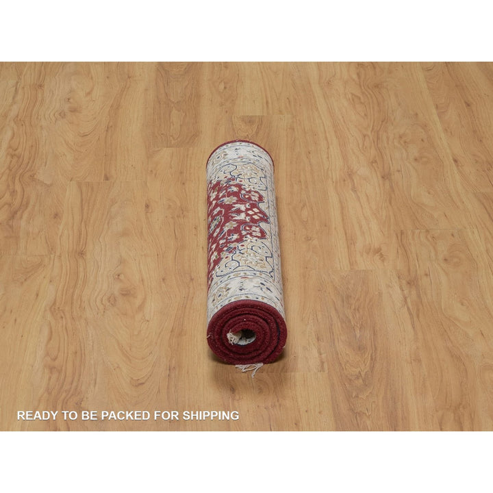 2'6" x 4'1" New Hand Knotted Ivory Wool & Silk Rectangle Oriental Rug - MOA10291572