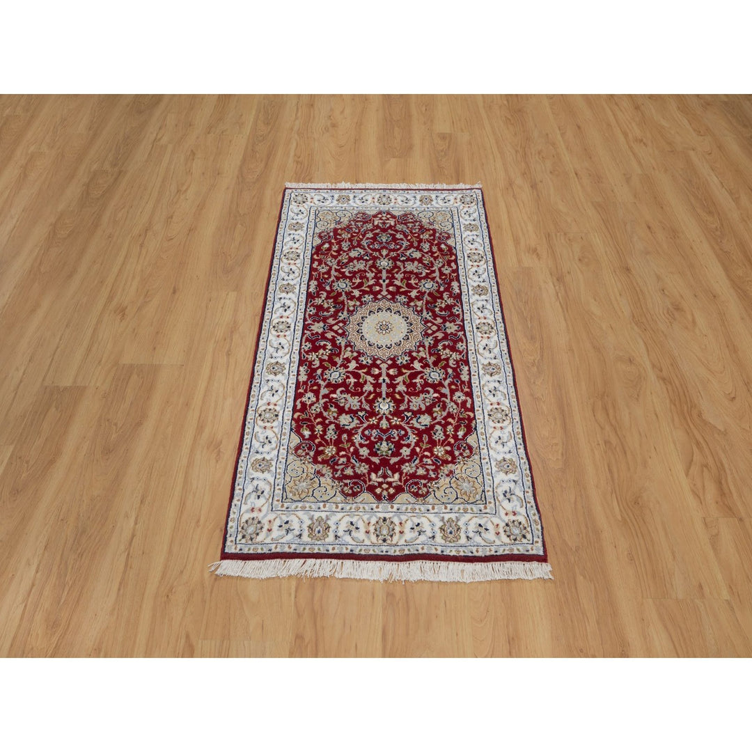 2'6" x 4'9" New Hand Knotted Red Wool & Silk Rectangle Oriental Rug - MOA10291576