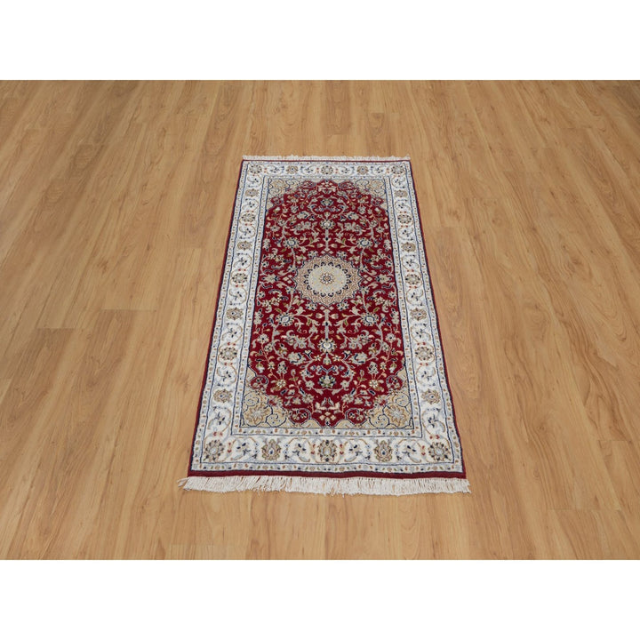 2'6" x 4'9" New Hand Knotted Red Wool & Silk Rectangle Oriental Rug - MOA10291576