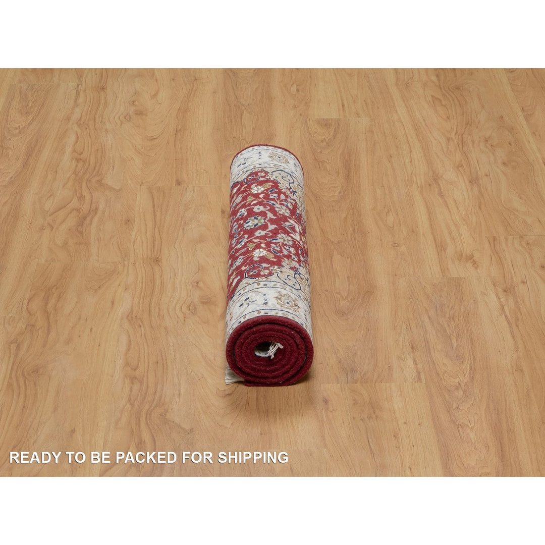 2'6" x 4'9" New Hand Knotted Red Wool & Silk Rectangle Oriental Rug - MOA10291576