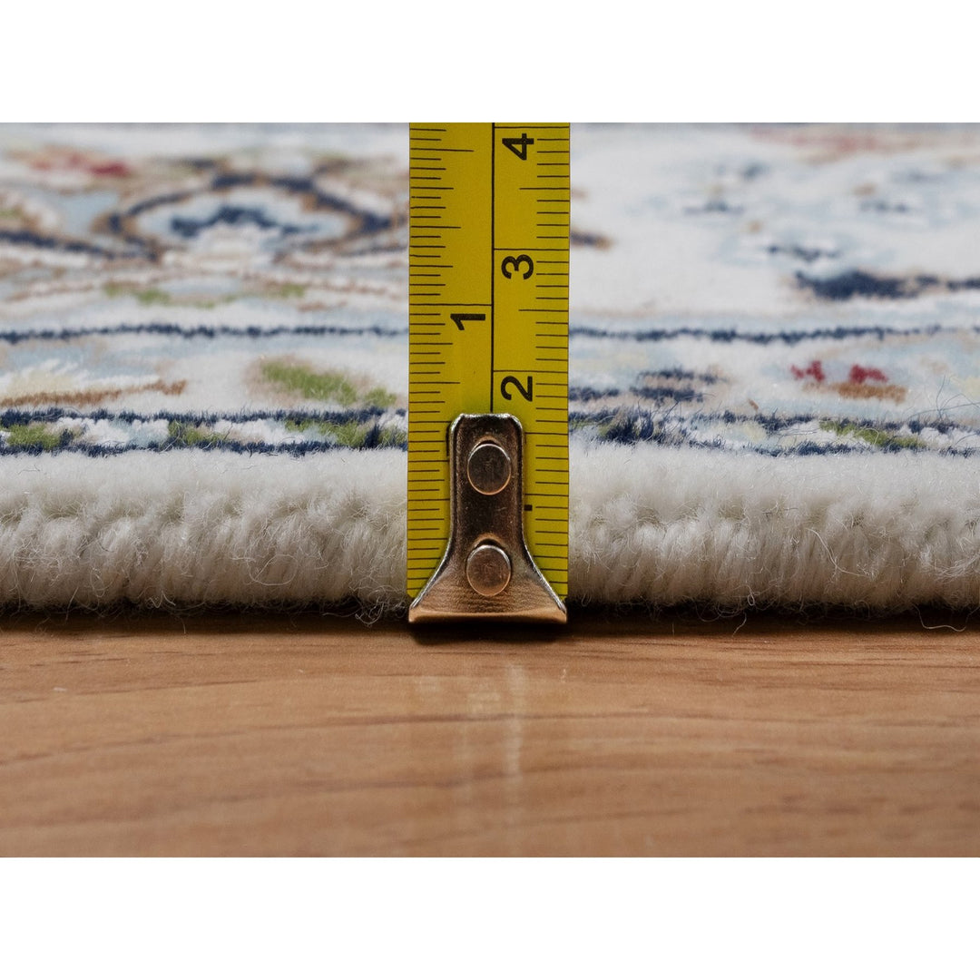 4'8" x 6'10" New Hand Knotted Ivory Wool & Silk Rectangle Oriental Rug - MOA10291583