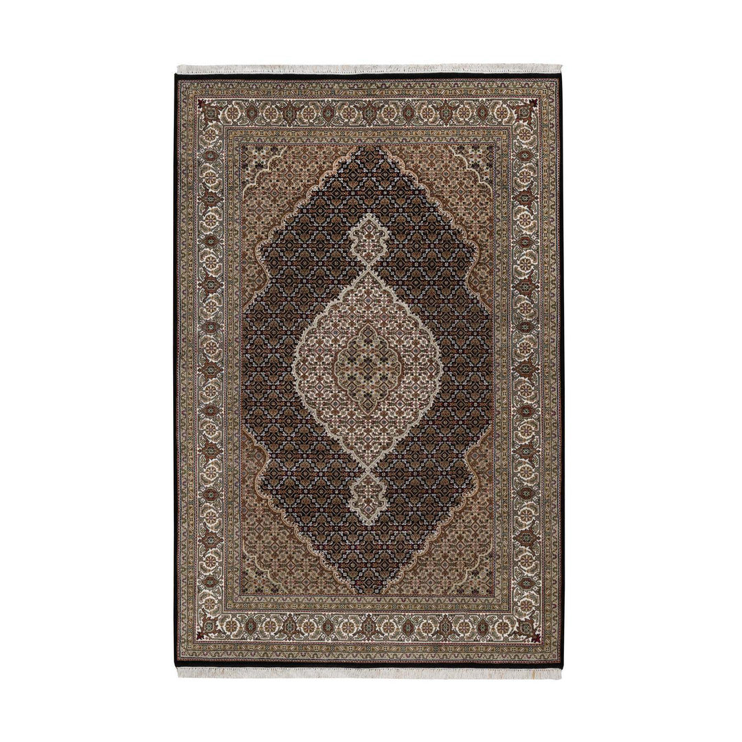 5'10" x 9'0" New Hand Knotted Black Wool Rectangle Oriental Rug - MOA10291585
