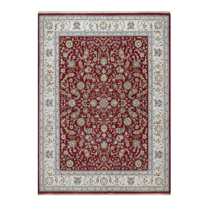 8'8" x 11'10" New Hand Knotted Red Wool & Silk Rectangle Oriental Rug - MOA10291592