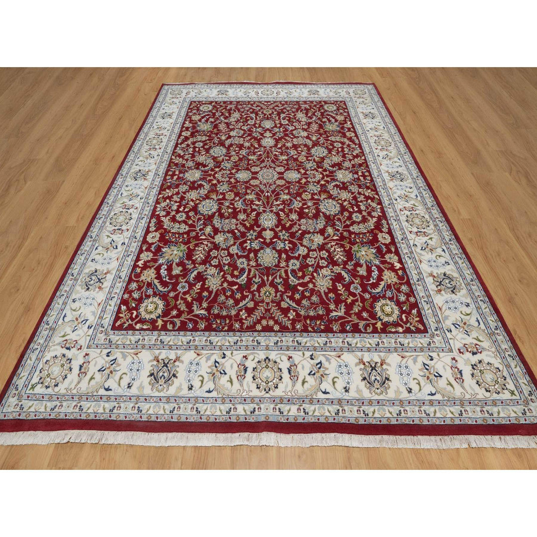 8'8" x 11'10" New Hand Knotted Red Wool & Silk Rectangle Oriental Rug - MOA10291592