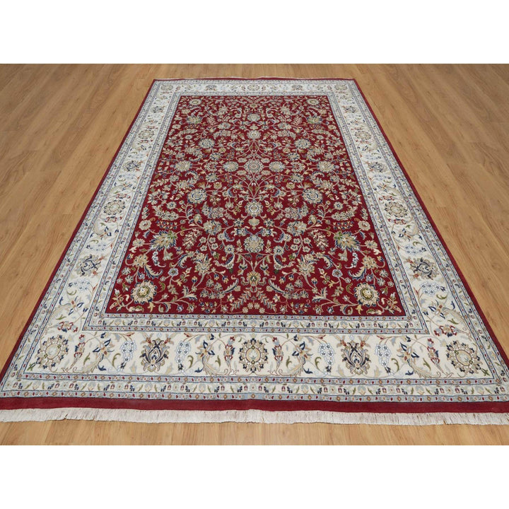 8'8" x 11'10" New Hand Knotted Red Wool & Silk Rectangle Oriental Rug - MOA10291592