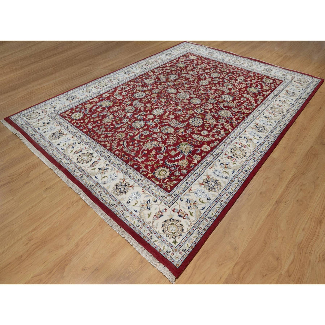 8'8" x 11'10" New Hand Knotted Red Wool & Silk Rectangle Oriental Rug - MOA10291592