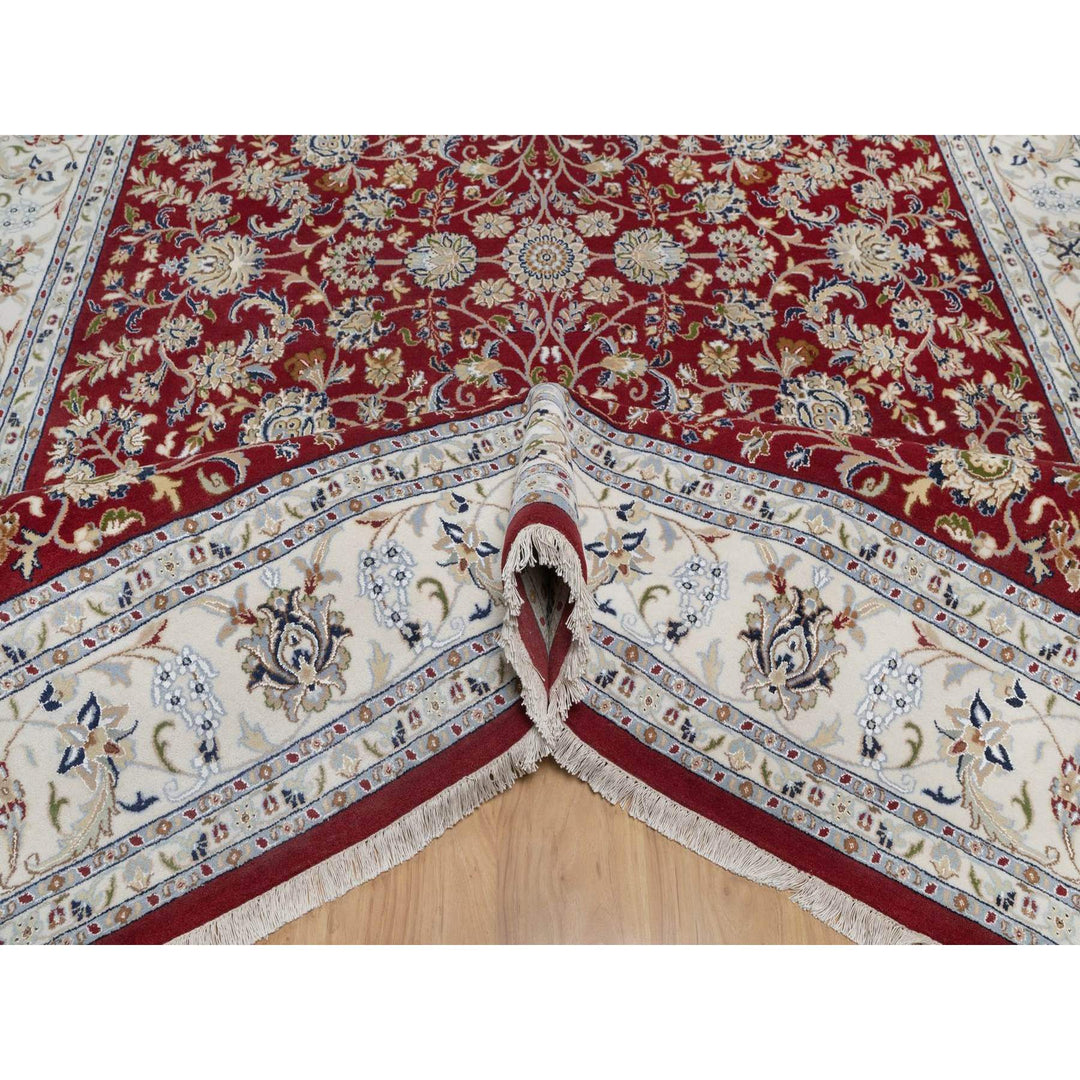 8'8" x 11'10" New Hand Knotted Red Wool & Silk Rectangle Oriental Rug - MOA10291592