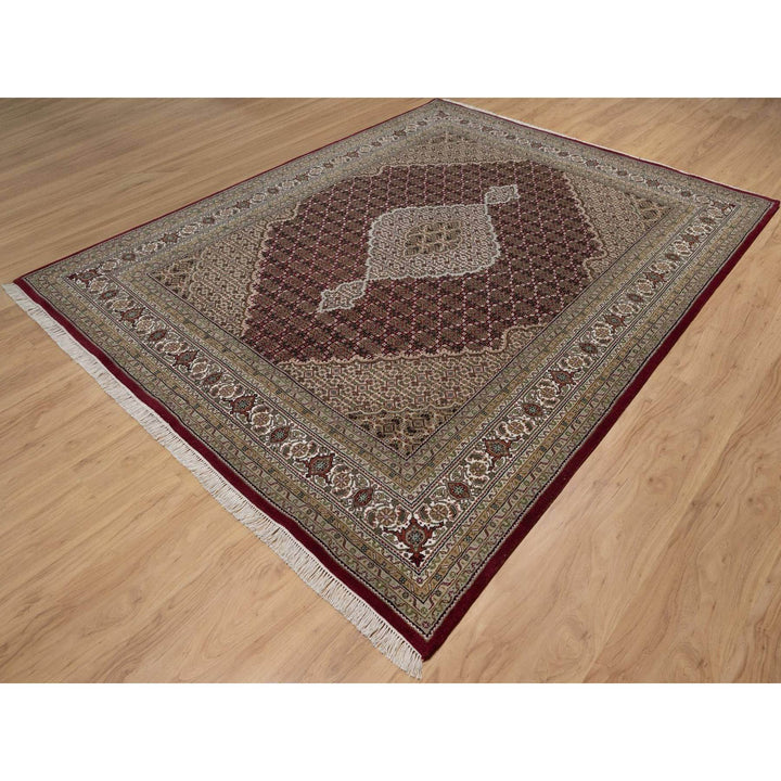 7'8" x 9'10" New Hand Knotted Red Wool Rectangle Oriental Rug - MOA10291594