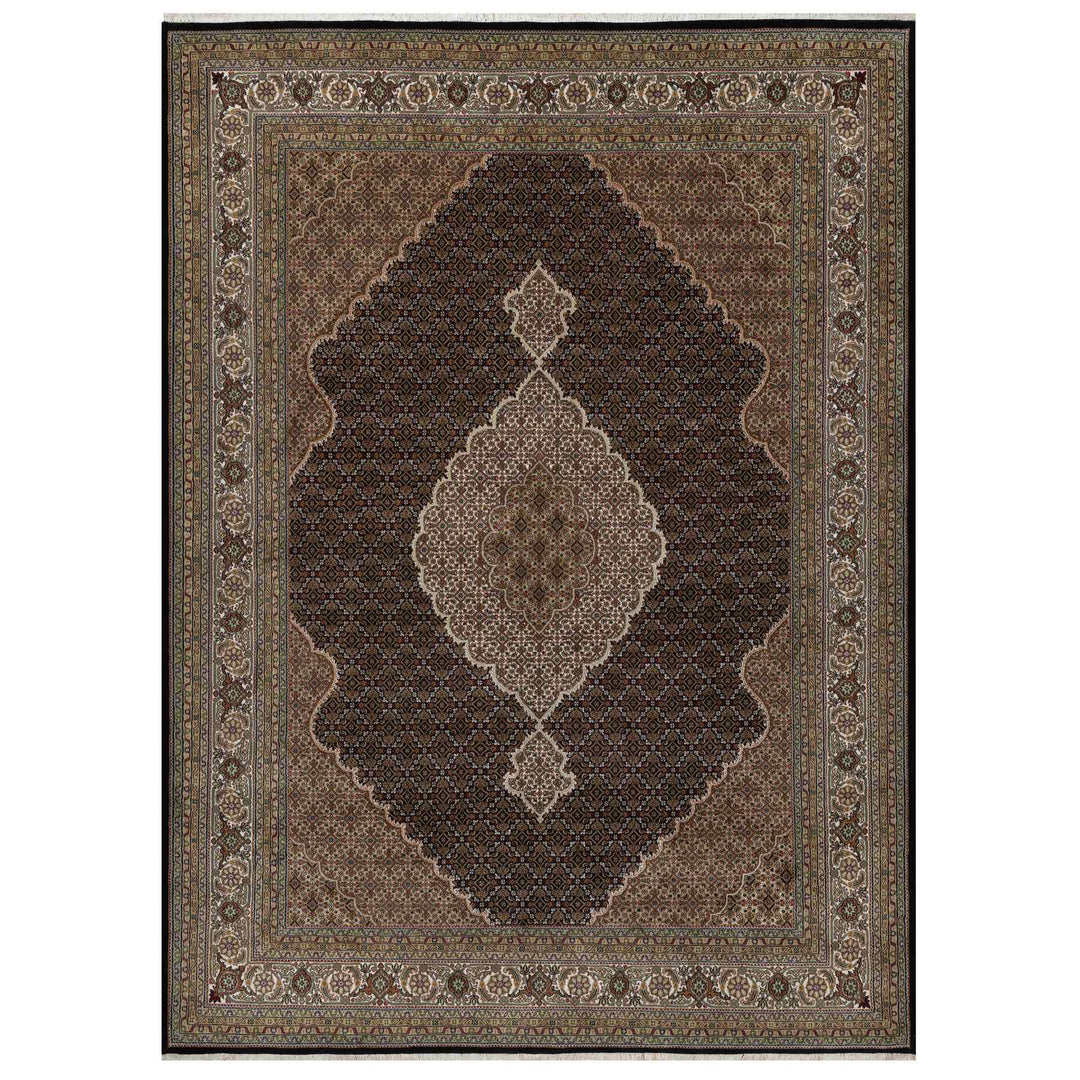 8'10" x 12'5" New Hand Knotted Black Wool Rectangle Oriental Rug - MOA10291600