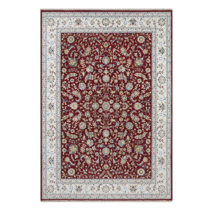 9'9" x 14'0" New Hand Knotted Red Wool & Silk Rectangle Oriental Rug - MOA10291609