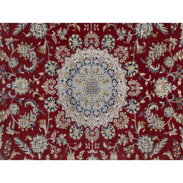 9'11" x 14'1" New Hand Knotted Red Wool & Silk Rectangle Oriental Rug - MOA10291610
