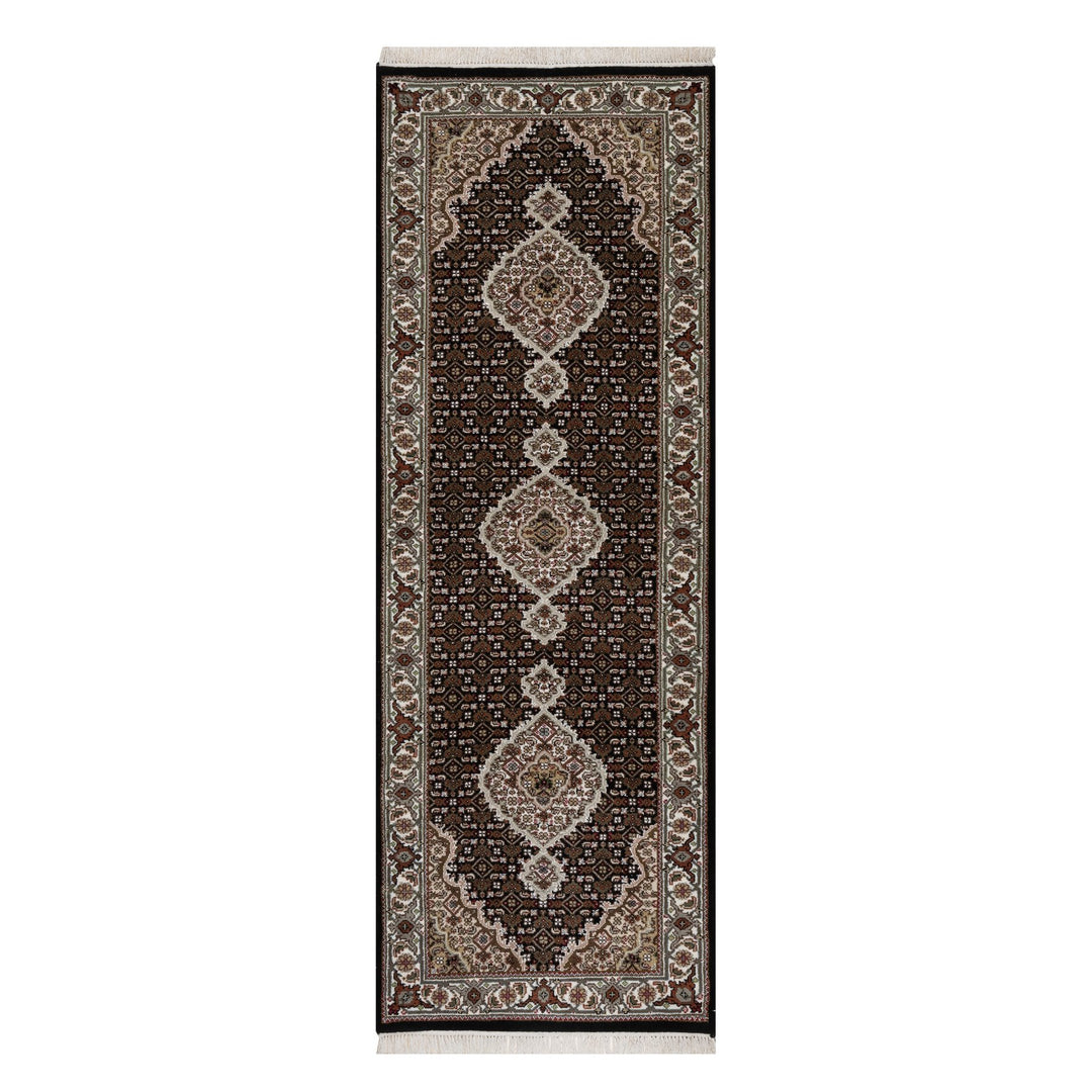 2'9" x 7'11" New Hand Knotted Black Wool Runner Oriental Rug - MOA10291612