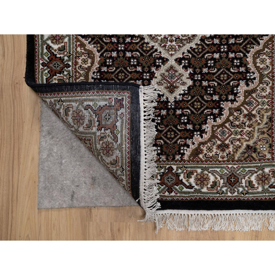2'9" x 7'11" New Hand Knotted Black Wool Runner Oriental Rug - MOA10291612