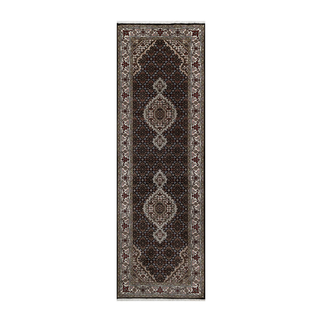 2'7" x 8'2" New Hand Knotted Black Wool Runner Oriental Rug - MOA10291618