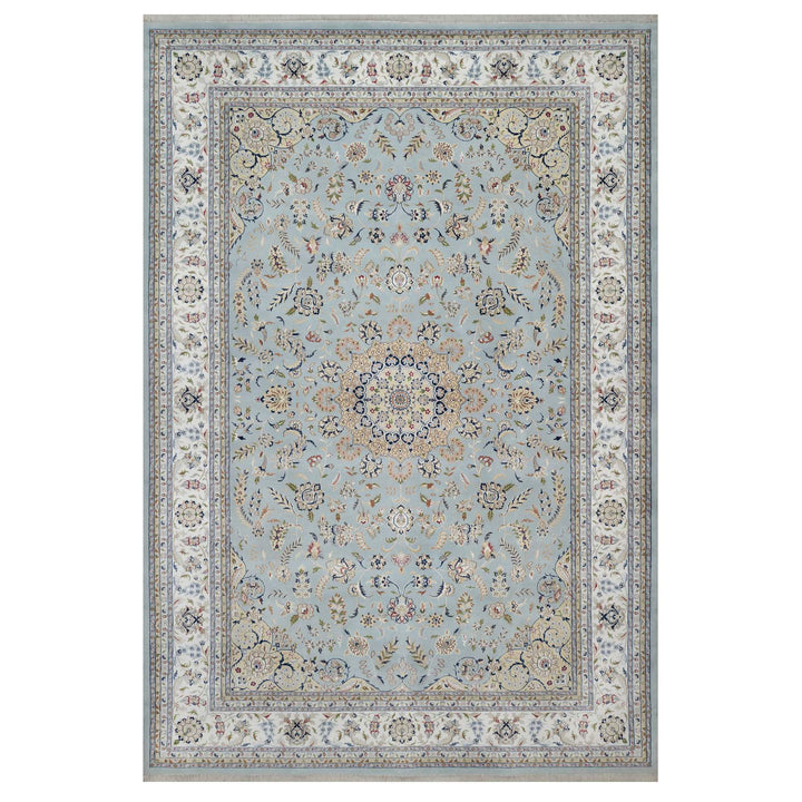 12'0" x 18'4" New Hand Knotted Blue Wool & Silk Rectangle Oriental Rug - MOA10291627