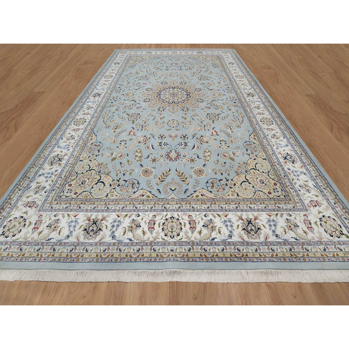 12'0" x 18'4" New Hand Knotted Blue Wool & Silk Rectangle Oriental Rug - MOA10291627