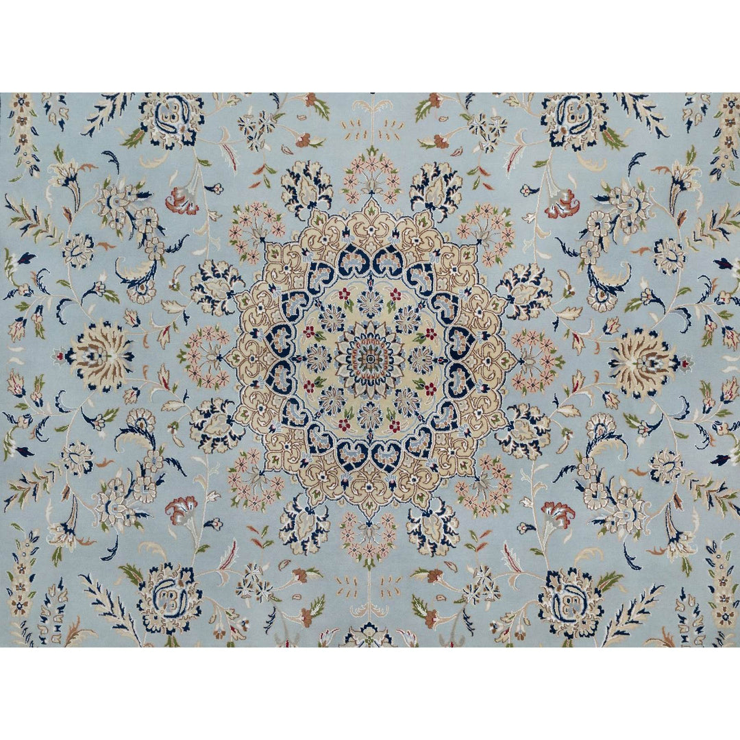 12'0" x 18'4" New Hand Knotted Blue Wool & Silk Rectangle Oriental Rug - MOA10291627