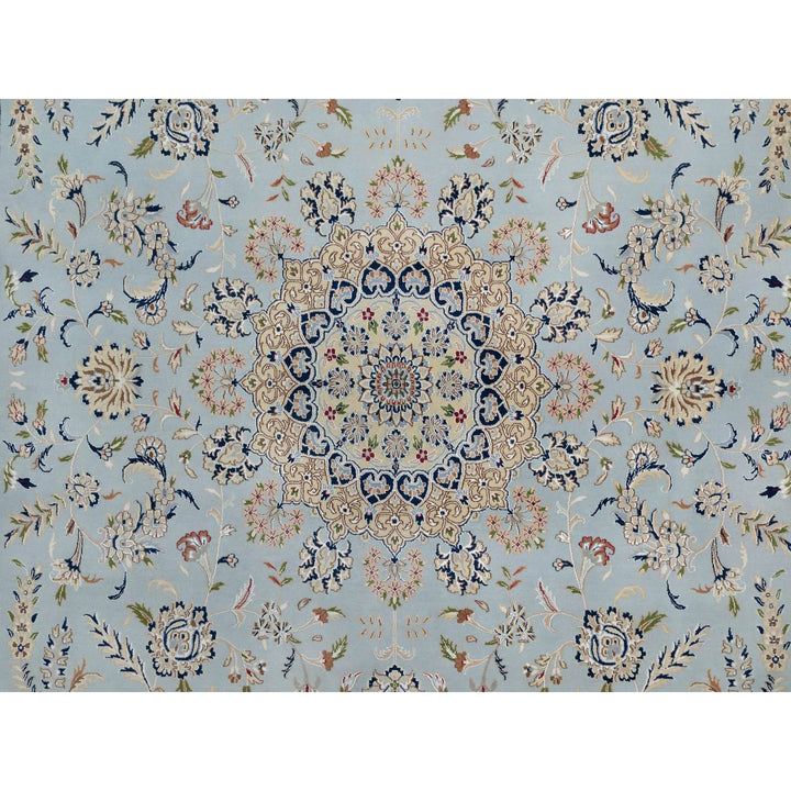 12'0" x 18'4" New Hand Knotted Blue Wool & Silk Rectangle Oriental Rug - MOA10291627