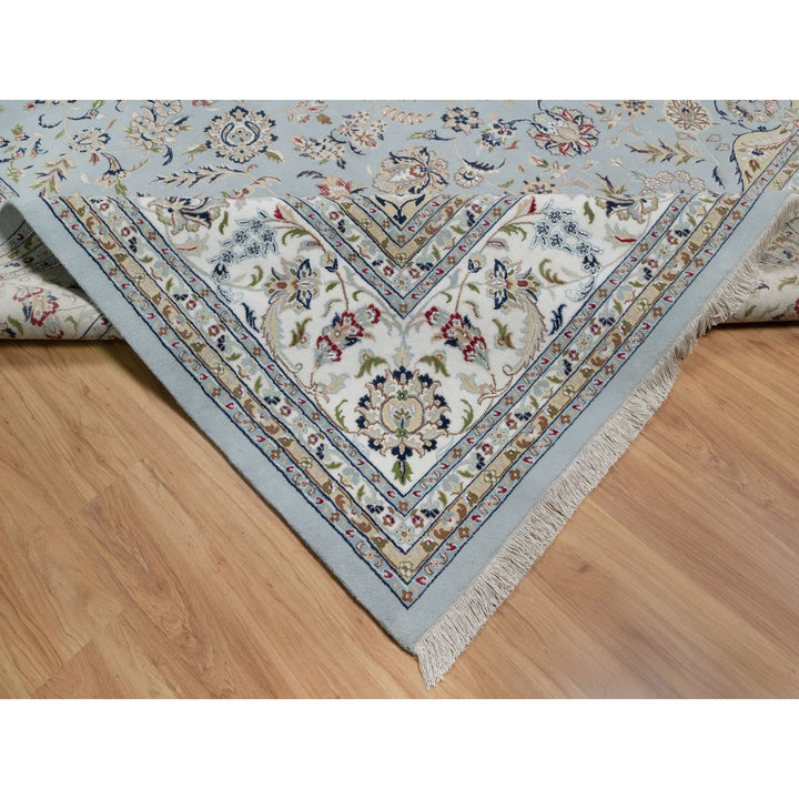 11'9" x 15'4" New Hand Knotted Blue Wool & Silk Rectangle Oriental Rug - MOA10291629