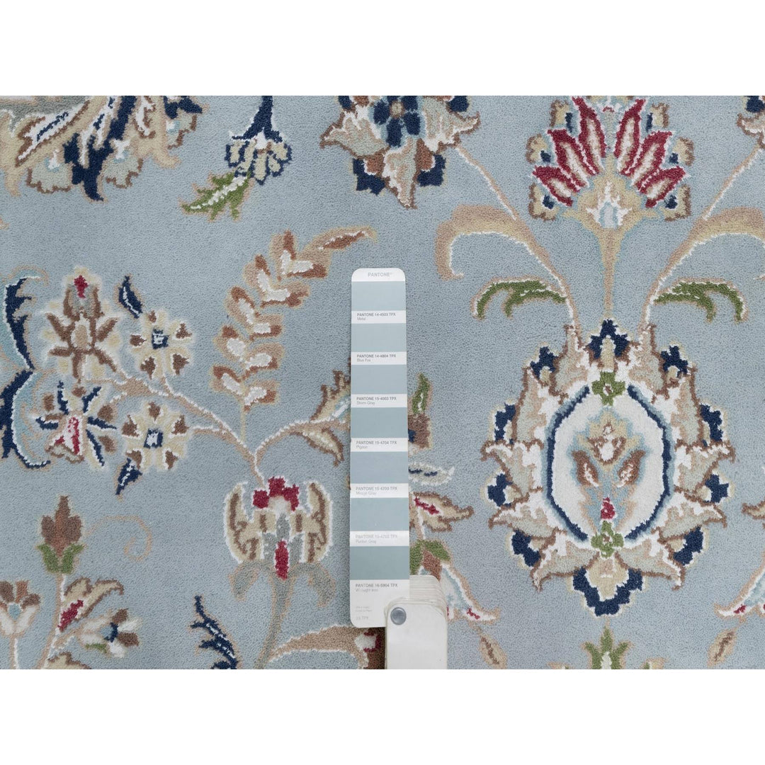 11'9" x 15'4" New Hand Knotted Blue Wool & Silk Rectangle Oriental Rug - MOA10291629