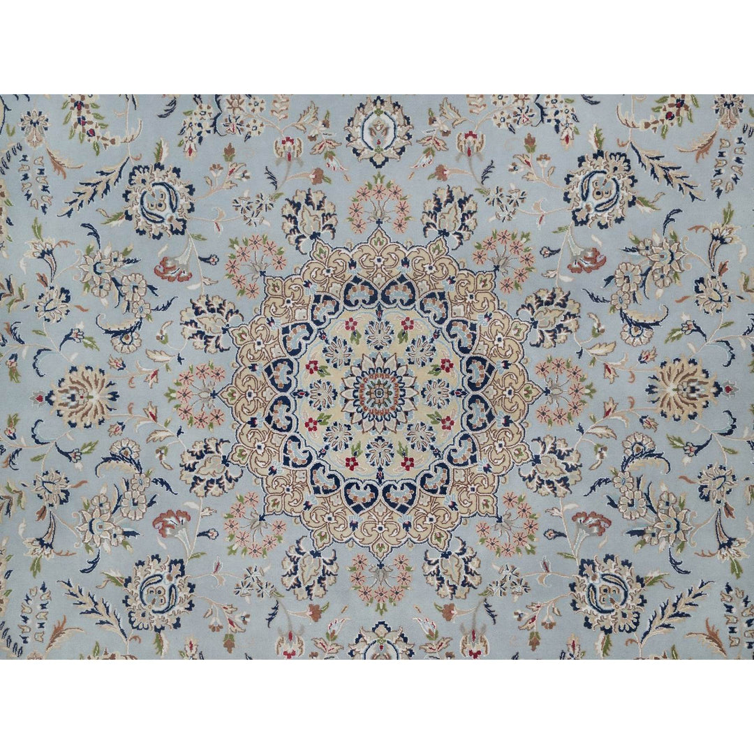 11'9" x 15'4" New Hand Knotted Blue Wool & Silk Rectangle Oriental Rug - MOA10291629