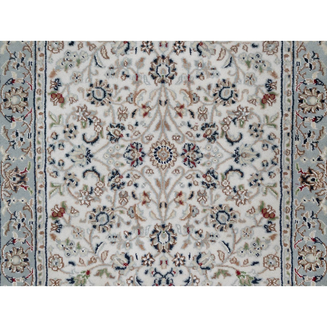 2'9" x 6'1" New Hand Knotted Ivory Wool & Silk Runner Oriental Rug - MOA10291636