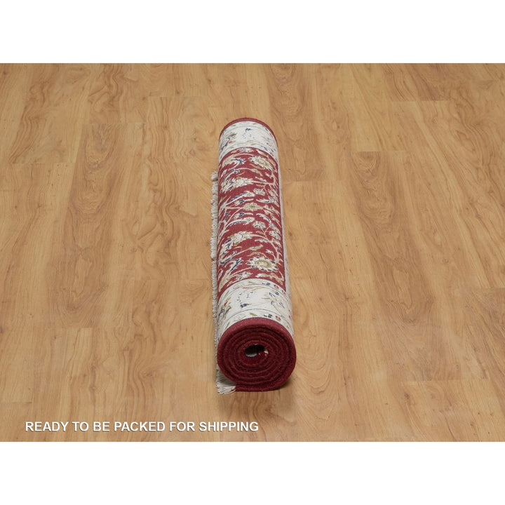 3'11" x 6'1" New Hand Knotted Red Wool & Silk Rectangle Oriental Rug - MOA10291638